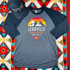 Leadville SR50 MTB Silver Rush 2015 Raglan T-Shirt – Colorado – Gray/Black LARGE